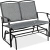 Best Choice Products 2-Person Outdoor Patio Swing Glider Steel Bench Loveseat Rocker for Deck, Porch w/Textilene Fabric, Steel Frame - Gray - 1