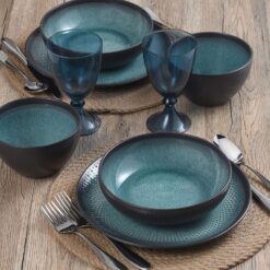Pfaltzgraff 5267773 Maddox 12-Piece Dinnerware Set, teal - 4