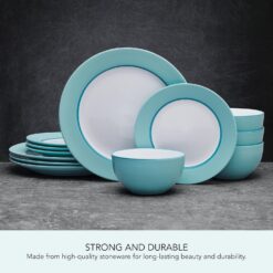 Pfaltzgraff Grayson Teal 12 Piece Dinnerware Set, Service for 4 - 7