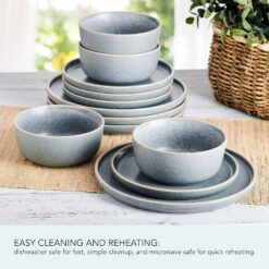 Pfaltzgraff Victoria 12 Piece Dinnerware Set, Servie for 4, Blue - 5