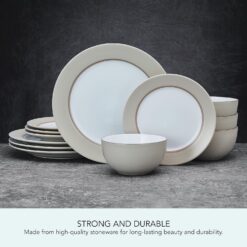Pfaltzgraff Grayson Taupe 12 Piece Dinnerware Set, Service for 4 - 6