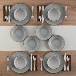 Pfaltzgraff Arlie Gray 12 Piece Dinnerware Set, Service for 4, Gray - 7