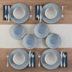 Pfaltzgraff Arlie Blue 12 Piece Dinnerware Set, Service for 4, Blue - 7