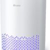 AROEVE Air Purifiers for Home, HEPA Air Purifiers Air Cleaner For Smoke Pollen Dander Hair Smell Portable Air Purifier with Sleep Mode Speed Control For Bedroom Office Living Room, MK01- White