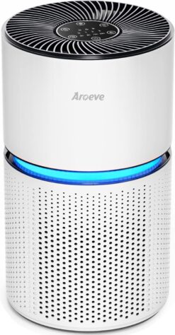 AROEVE Air Purifiers for Home Large Room Up to 1095 Sq Ft Air Cleaner Coverage CADR 220m³/h Remove 99.9% of Dust, Pet Dander, Pollen for Office, Bedroom, MK03- White