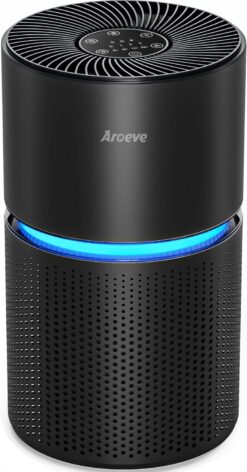 AROEVE Air Purifiers for Home Large Room Up to 1095 Sq Ft Air Cleaner Coverage High-Efficiency HEPA Remove Dust, Pet Dander, Pollen for Office, Bedroom, MK03- Black