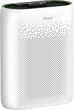 AROEVE Air Purifiers for Home Large Room with Automatic Air Detection Cover 1095 Sq.Ft High-Efficiency HEPA Remove Dust, Pet Dander, Pollen for Home, Bedroom, Dorm Room, MKD05-White
