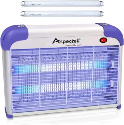 ASPECTEK 20W Indoor Bug Zapper, Powerful UV Bugs Lamp Attract Insects and 2800V Grid Kills Flying Insects, Includes 2 Replacement Bug Lights
