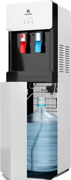 Avalon Bottom Loading Water Cooler Dispenser - Hot & Cold Water, Child Safety Lock, Innovative Slim Design, Holds 3 or 5 Gallon Bottles - UL Listed- White