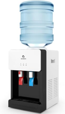 Avalon Premium Hot/Cold Top Loading Countertop Water Cooler Dispenser With Child Safety Lock. UL Listed- White