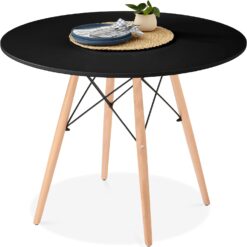 Best Choice Products 35.5in Round Dining Table, Compact Mid-Century Modern Table for 2-4, Home, Kitchen, Apartment w/Beech Wood Legs, Metal Frame - Black
