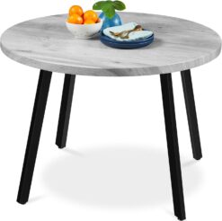 Best Choice Products 35.5in Round Mid-Century Modern Dining Table, Space-Saving Dinette for 2-4, Home, Kitchen, Apartment w/Steel Legs - Gray