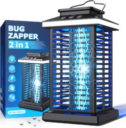 Bug Zapper Outdoor, Mosquito Zapper 2 in 1 Portable & Rechargeable Bug Zapper Outdoor with 4000mAh Battery & LED Night Light, 4000V Electric Fly Zapper for Outside,Patio,Backyard,Garden
