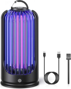 Bug Zapper for Indoor Outdoor, Rechargeable Mosquito Zapper with 3600V High Powered, Electric Pest Control Insect Fly Zapper Can Attract Gnats, Mosquitoes, Flies, Moths for Home, Patio (Purple)
