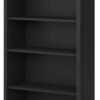 Bush Furniture Salinas Tall 5 Shelf Bookcase in Vintage Black Distressed Style Modern Farmhouse Bookshelf for Living Room and Home Office