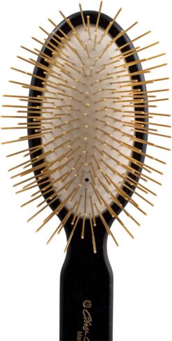 Chris Christensen 35mm Pin Dog Brush, Gold Series, Groom Like a Professional, Gold-Plated Stainless Steel Pins, Perfect for Fragile Coats, 30% More Pins, Ground and Polished Tips