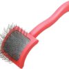 Chris Christensen Baby G Dog Slicker Brush for Dogs (Goldendoodles, Labradoodles, Poodles), Groom Like a Professional, Fluff Detangle Style, Saves Time Energy, Coral, Small