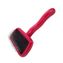 Chris Christensen Karben II Slicker Brush for Dogs, Groom Like a Professional, Ideal For All Coat Types, Remove Shedding Coat, Tangles and Dead Undercoat, 17 mm Stainless Steel Pins, Red, Small