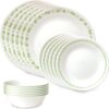 Corelle Vitrelle 18 Piece Glass Dinnerware Sets, Service for 6, Triple Layer Chip & Crack Resistant Glass Plate and Bowl Sets, Spring Blossom Green