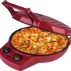 Courant Pizza Maker, 12 Inch Pizza Cooker and Calzone Maker, with Timer &Temperatures control, 1440 Watts Pizza Oven convert to Electric indoor Grill, Red
