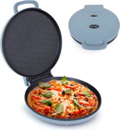 Courant Pizza Maker 12 inch Pizzas Machine, Newly improved Cool-touch Handle Non-Stick plates Pizza oven & Calzone Maker, Electric Countertop Oven for Home or School, 12” Indoor Grill/Griddle, Teal