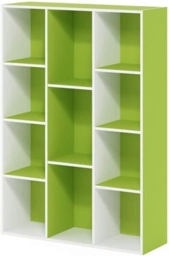 FURINNO 11107WH-GR 7 Reversible, 11-Cube, White Green
