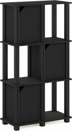 FURINNO Brahms Storage Shelf, 4-Tier, Black Oak/Black