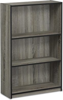 FURINNO JAYA Simple Home 3-Tier Adjustable Shelf Bookcase, French Oak Grey