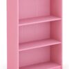 FURINNO JAYA Simple Home 3-Tier Adjustable Shelf Bookcase, Pink