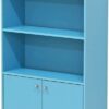FURINNO Lova Bookshelf with Storage Cabinet, 9.49D x 23.82W x 42.28H in, Light Blue