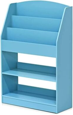 FURINNO Lova Magazine/Bookshelf with Storage, 24.57(W) X 9.45(D) X 37.01(H) inches, Light Blue