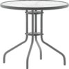 Flash Furniture Bellamy 31.5'' Round Tempered Glass Metal Table, Silver
