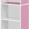 Furinno 5-Tier Reversible Color Open Shelf Bookcase , White/Pink 11055WH/PI