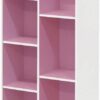 Furinno 7-Cube Reversible Open Shelf, White/Pink 11048WH/PI
