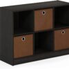 Furinno Basic 3x2 Cube Storage Bookcase Organizer with Bins, Espresso/Brown