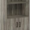 Furinno Claude Mid Century Style Accent Wooden Leg Bookcase Cabinet with Storage Organizer Shelves, French Oak Grey