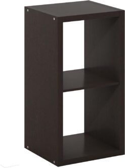 Furinno Cubicle Open Back Decorative Cube Storage Organizer, 2, Dark Oak