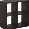 Furinno Cubicle Open Back Decorative Cube Storage Organizer, 4-Cube, Dark Oak