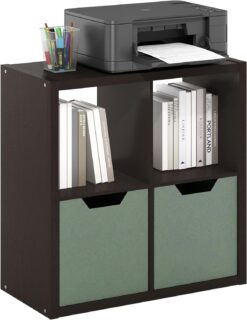 Furinno Cubicle Open Back Decorative Cube Storage Organizer, 4-Cube, Dark Oak