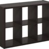 Furinno Cubicle Open Back Decorative Cube Storage Organizer, 6-Cube, Dark Oak