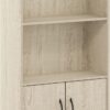 Furinno Gruen 3-Tier Open Shelf Bookcase with 2 Doors Storage Cabinet, Metropolitan Pine