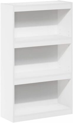 Furinno Jaya Enhanced Home Bookcase 3-Tier Adjustable Bookshelf, White