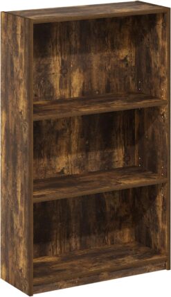 Furinno Jaya Simply Home Adjustable Shelf Bookcase, 3-Tier, Amber Pine