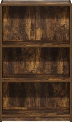 Furinno Jaya Enhanced Home Bookcase 3-Tier Adjustable Bookshelf, Amber Pine