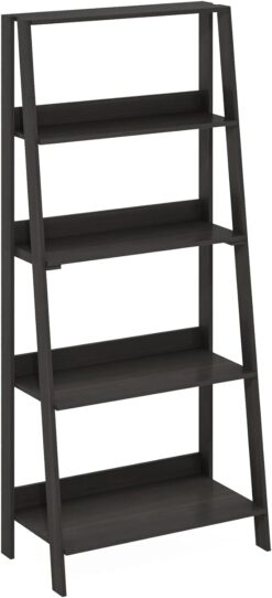 Furinno Ladder Bookcase Display Shelf, 5-Tier, Espresso