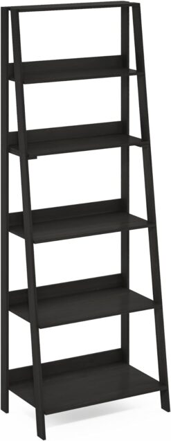 Furinno Ladder Bookcase Display Shelf, 6-Tier, Espresso