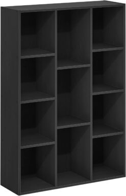 Furinno Luder 11-Cube Reversible Open Shelf Bookcase, Blackwood