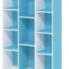 Furinno Luder Bookcase / Book / Storage , 11-Cube, White/Light Blue