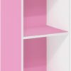 Furinno Luder Bookcase / Book / Storage, 4-Tier Cube, Pink/White
