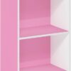 Furinno Luder Bookcase / Book / Storage, 4-Tier, Pink/White